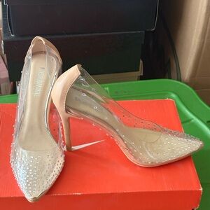 Women's Clear and Tan Heels